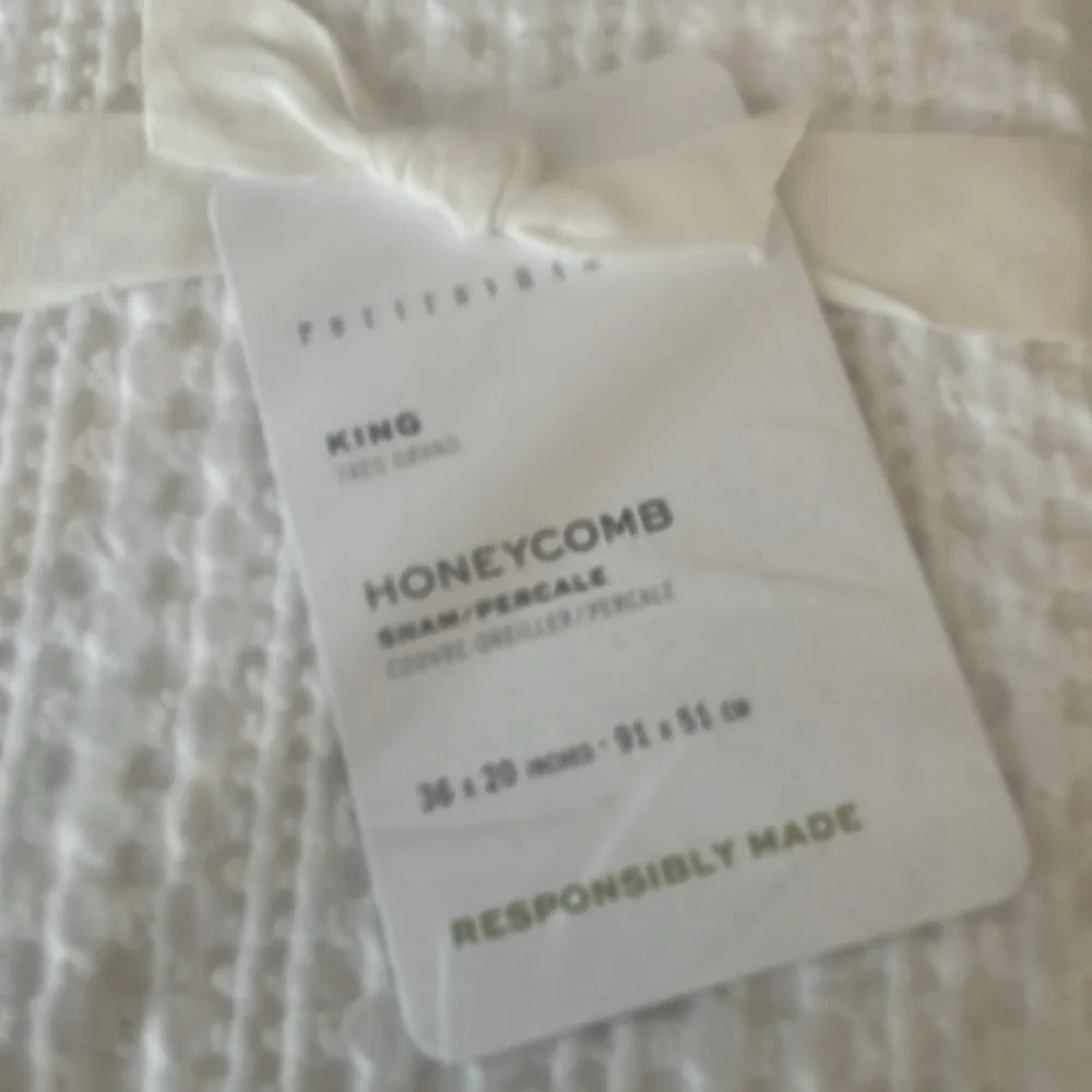 Pottery Barn Honeycomb Cotton King Sham in White